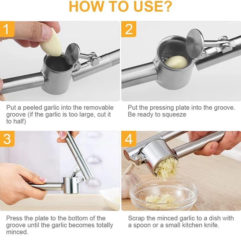 Garlic Press Mincer Stainless Steel Garlic Crusher for Kitchen, Detachable, Extended Edition 7inch, Rust Proof, Kitchen Gadgets