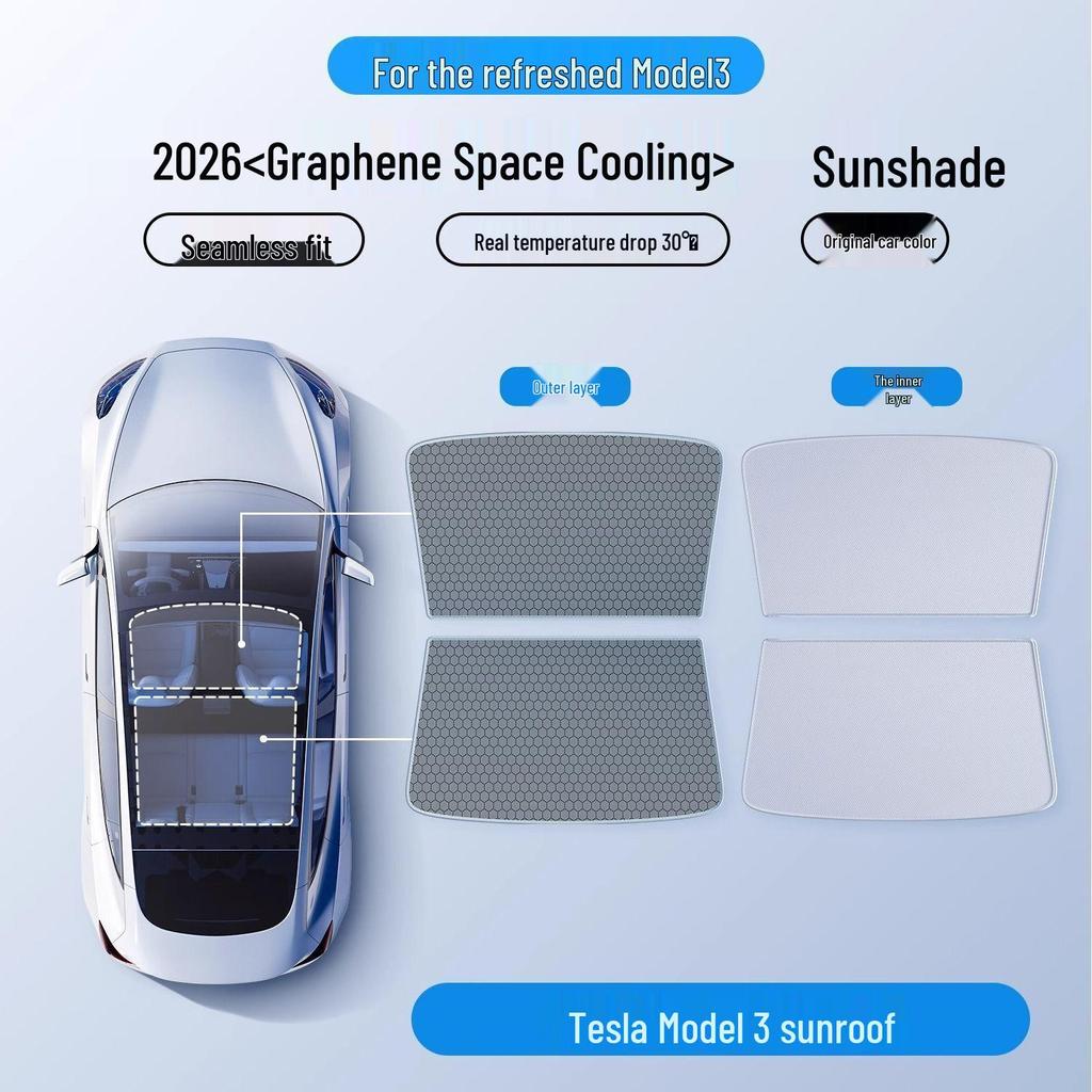Tesla Model Y/3 Schiebedach & Windschutzscheiben-Sonnenschutz: Wärmedämmungszubehör.
