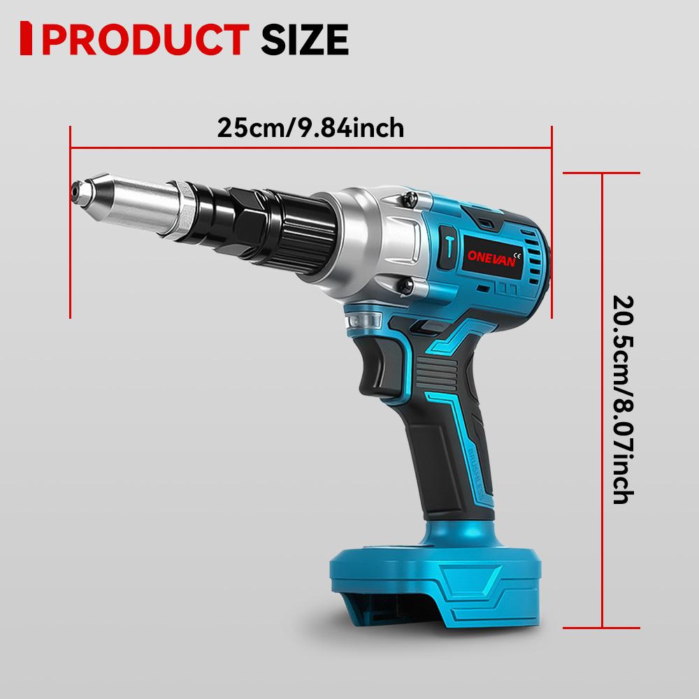ONEVAN Brushless Electric Rivet Gun Cordless LED Rivet Nut Gun Drill Insert Automatic Riveting Tool For Makita 18V Battery Pin