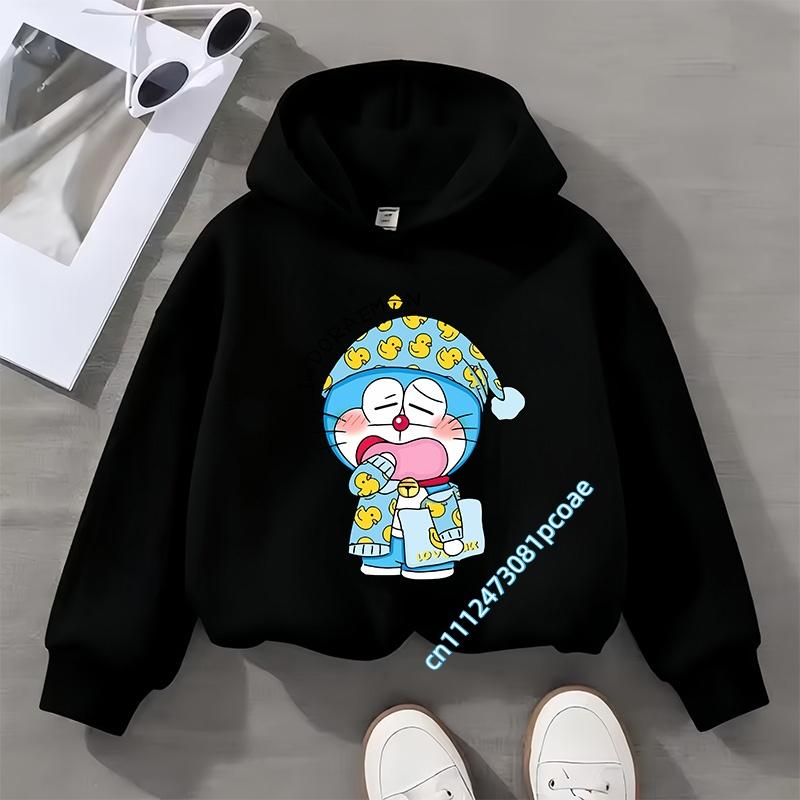 Doraemon children's hooded sweatshirt for boys, girls' casual top with cartoon print,long-sleeved,suitable for autumn and winter