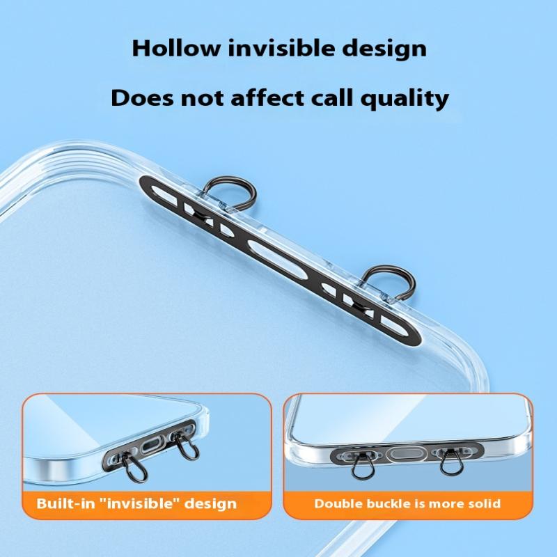 Metal Phone Hanging Tether Tab Upgraded Double Buckle Hole Ring Cell Phone Lanyard Patch Strap Replacement Part For Iphone Cases