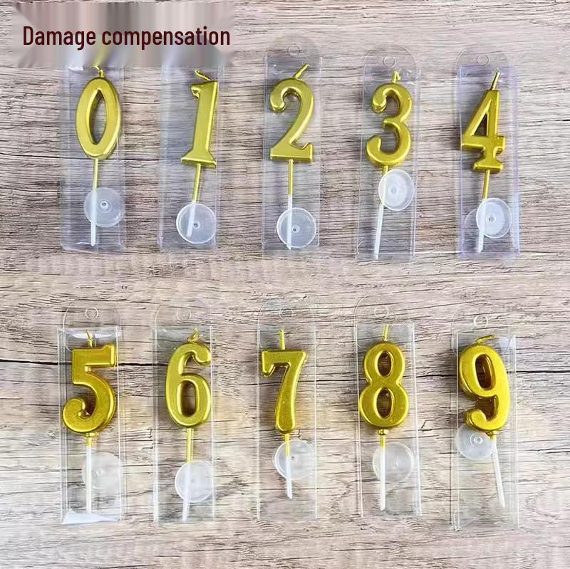 Gold Long Number Birthday Cake Candles - Boxed for Children's First Birthday