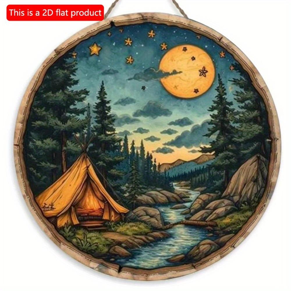 1 Stück 2D-Flaches rundes Holzschild – 20 cm, antiker Stil und schönes Kunstdekorationsgeschenk, geeignet für Hotel, Bar, Club, Wanddekoration zu Hause