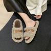 Muffin Thick-soled Wool Slippers Women's Wear 2025 Autumn and Winter New Internet Celebrity Versatile Lamb Curly Wool One-word Cotton Slippers
