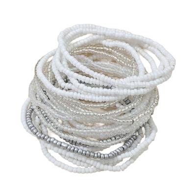 Set of 20 White  Bead Bracelets Jewelry Unique White Bead Bracelet Accessory for Beach Parties and Holiday Fun