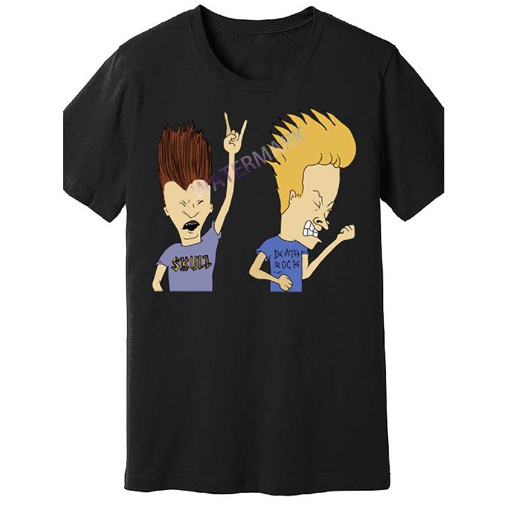 Allseason Apparel Men's Beavis & Butt-Head Retro Cartoon Print T-Shirt - Black Relaxed Fit Short Sleeve Tee, Soft Machine-Washable Fabric,