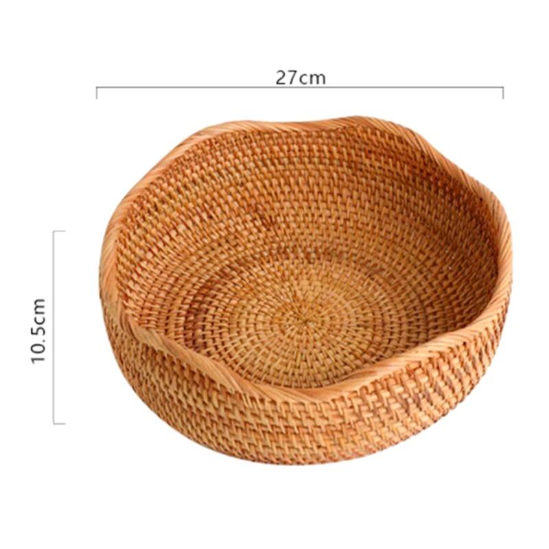 Handwoven Storage Basket Rattan Storage Tray Bread Fruit Breakfast Tea Picnic Cake Snacks Basket Rattan Kitchen Storage Basket