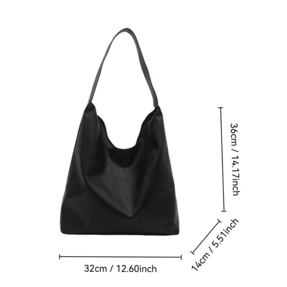 Soft PU Leather Shoulder Bag Large Capacity Solid Color Underarm Bag One Shoulder Tote Bag