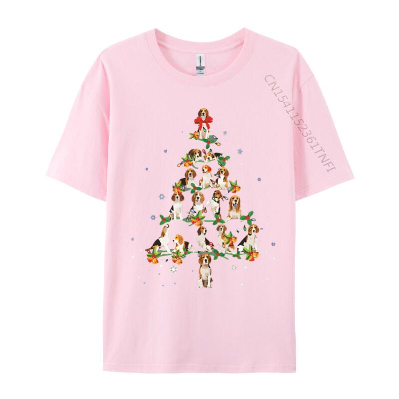 Mens Tshirt Beagle Christmas Tree Santa Funny Dog TShirt Harajuku Oversized Clothes 100 Cotton Pritned Tshirt