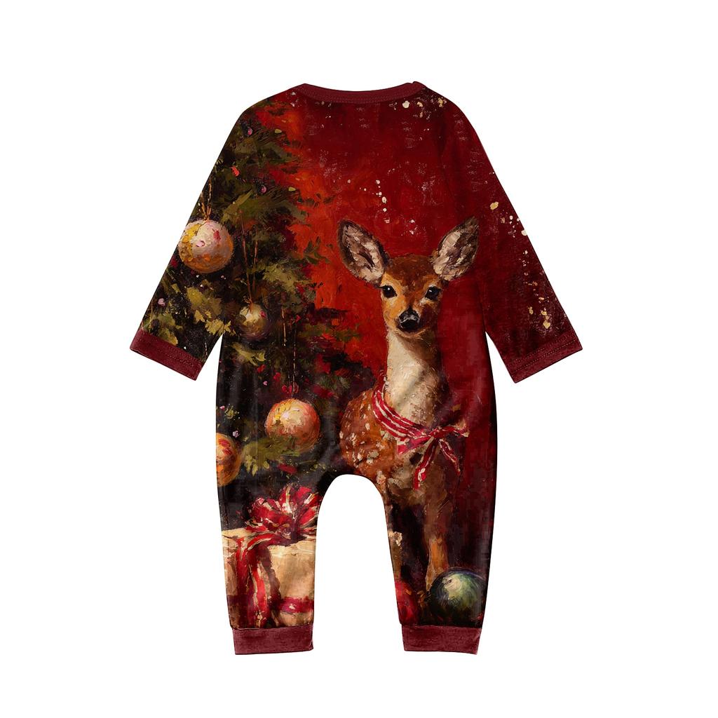 Family Casual Comfortable Long Sleeved Long Pants Christmas Printed Parent-child Set