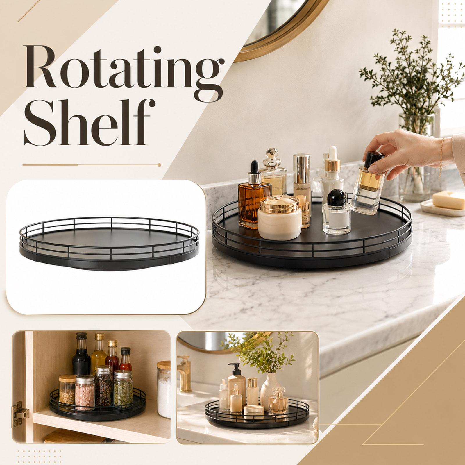 360 Degree Rotating Spice Rack Lazy Susan Turntable Kitchen Countertop Organizer Storage Tray for Condiments and Seasonings One Size