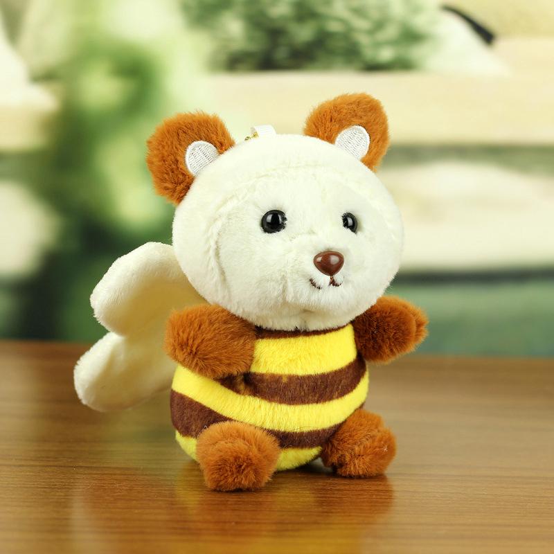 1Pcs Cartoon Cute Little Bear Turned Into Bee Plush Toy Keychain Bag Pendant Car Keychain Accessories
