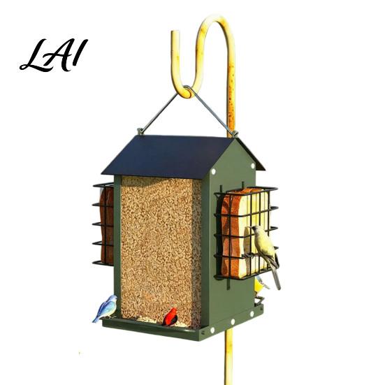 Large Capacity Bird Feeder Metal Suet Feeder Hanging with Cage Easy to Clean House Shaped Wild for Outdoors Garden Yard Decor Outside