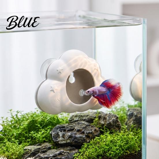 Underwater Resting Place Cloud Shape Aquarium Cave, Betta Fish Hideout with Suction Cups, Tank Landscaping Decorative Shrimp Cave for Tanks Decor