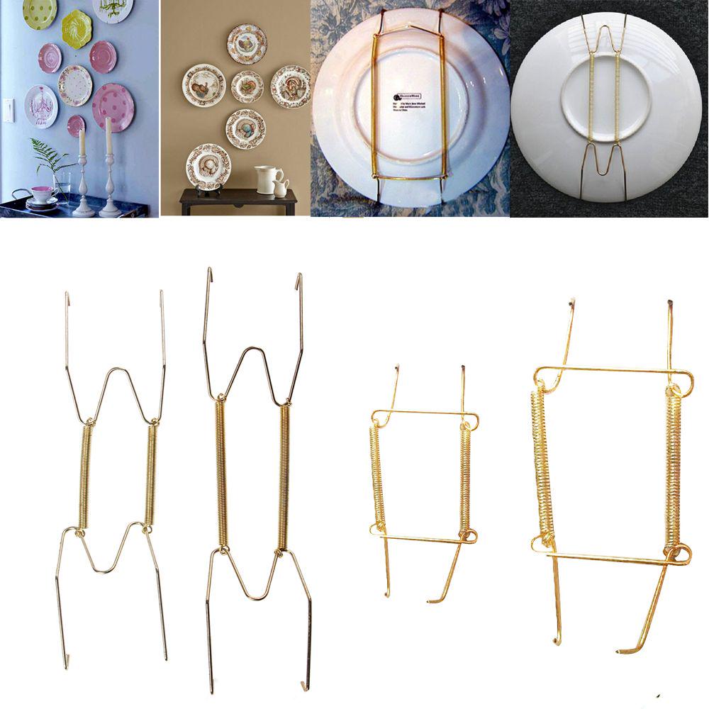 Fashion Invisible Square W Type Hook Wall Display Plate Spring Holder Dish Hangers