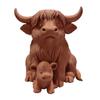 Rustic Highland Cow Ornament, Terracotta Color 3D Printed Cow Statue, Cute Highland Cow Figurine for Home Desk Shelf Farmhouse Decor
