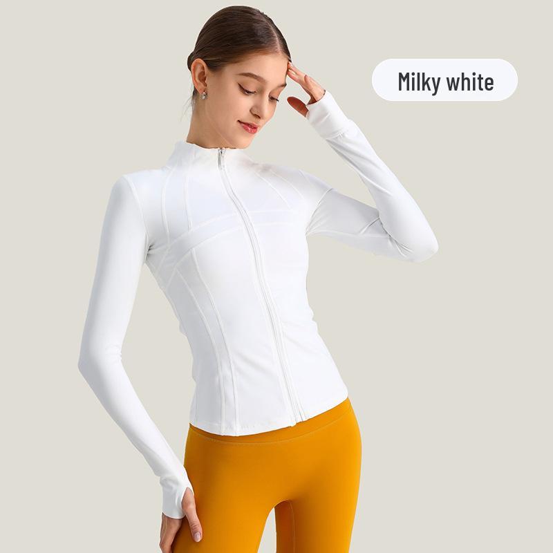 Женская узкая быстросохнущая высокоэластичная куртка для йоги с воротником-стойкой Medium