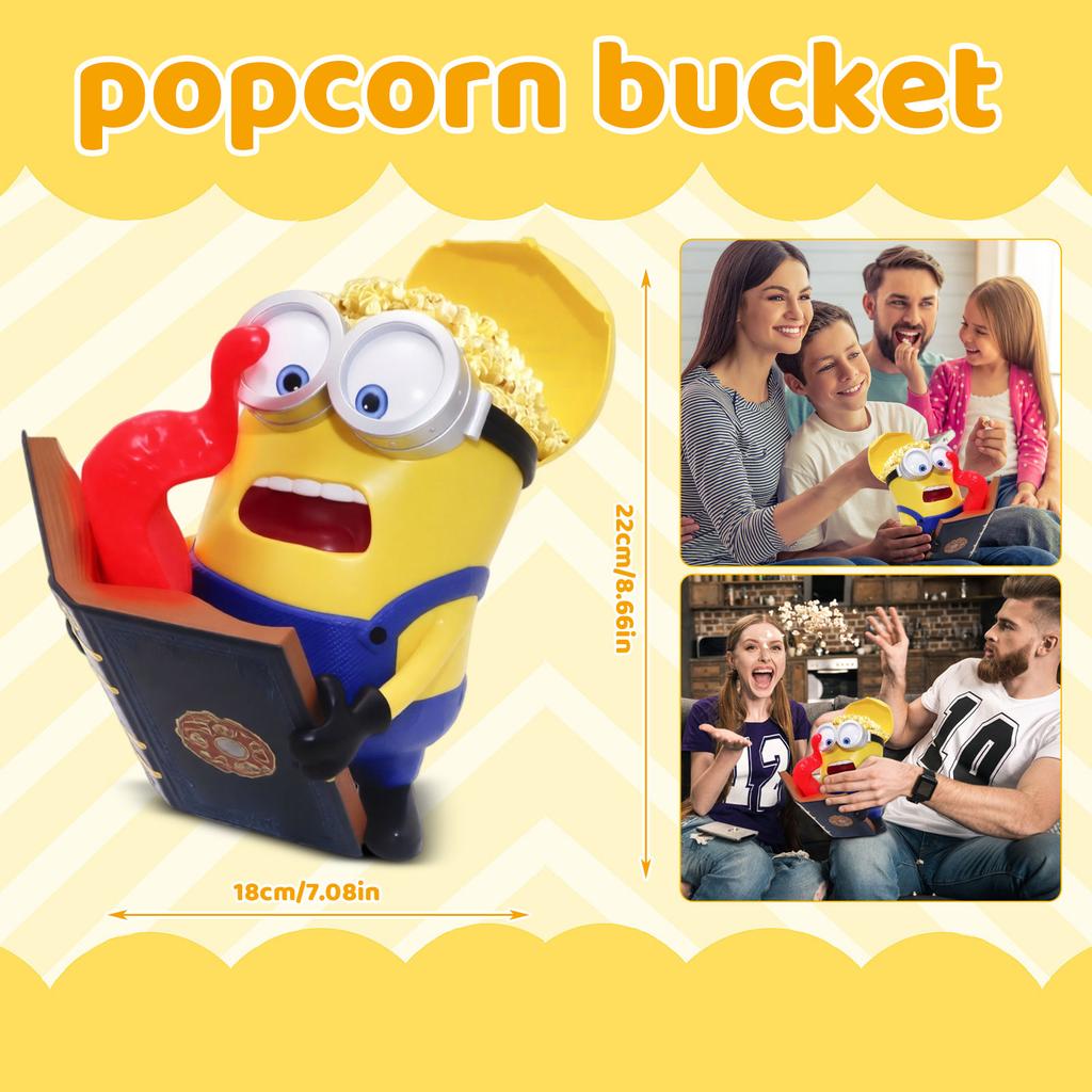 Novelty Popcorn Bucket Container with Character Design and Removable Lid for Movie Snacks and Party Use Durable Plastic Material