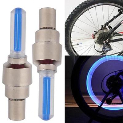 2pcs Vélo Lumière Sans Batterie Montagne Vélo De Route Vélo Lumières LED S Bouchons De Valve De Pneu De Roue Rayons Bleu -WGHY1341