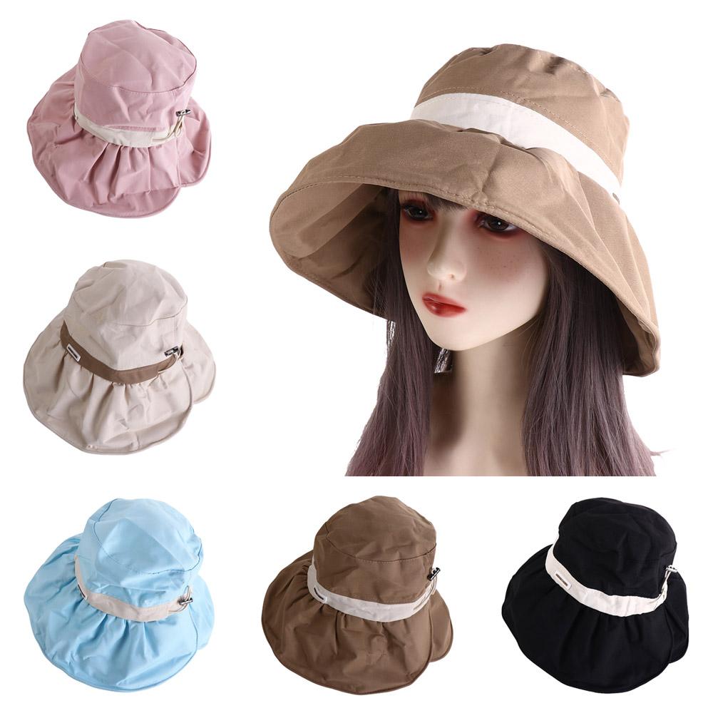 Large Brim Sun Protection Hat Adjustable Women Bucket Hat Casual Sunscreen Fisherman Hat Summer