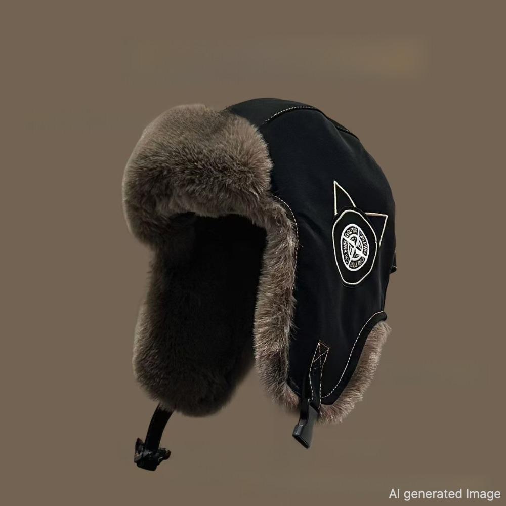 Winter Knit Trapper Hat Fleece Lined Thickened Earflap Beanie Windproof Warm Cold Weather Cap