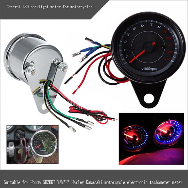 LED Motorcycle Tachometer Gauge Metal RPM Meter 0-13000 Universal 12V for Motorbike Digital Dashboard