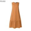 ZANZEA Women Casual Round Neck Summer Sleeveless Dress