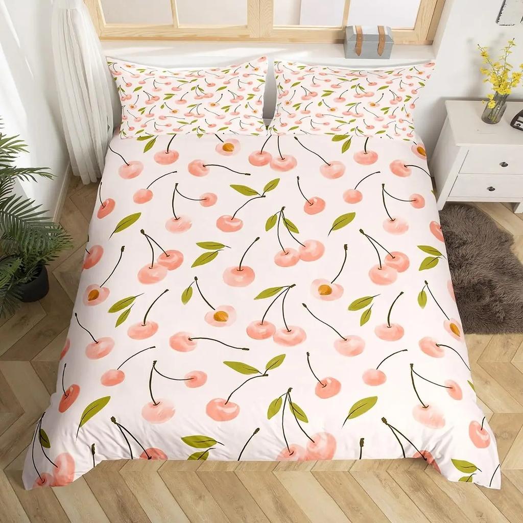 Fruits Duvet Cover Strawberry Banana Mango Lemon Pineapple Bedding Set Grapes Orange Comforter Cover,Summer Fruit Quilt Cover