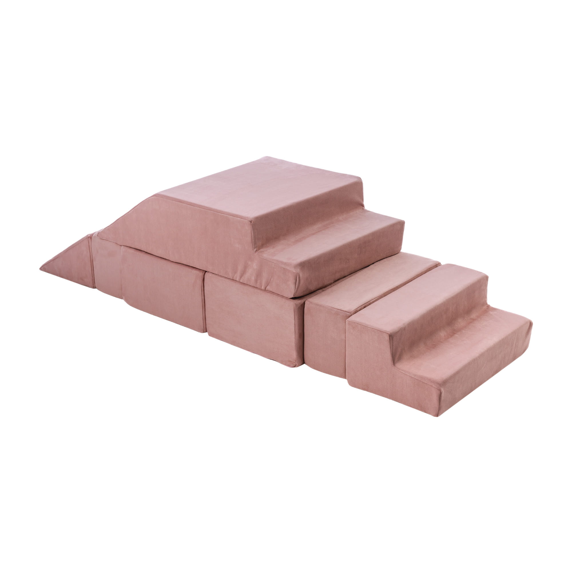 Canapé modulaire pour enfants – Blocs de construction en mousse souple pour jouer, velours rose layette