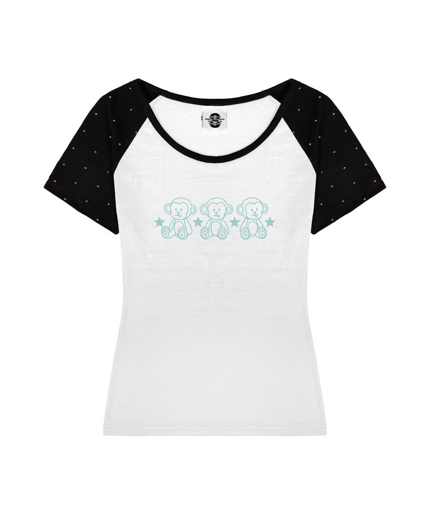 PRIMATE Trio U-Neck Polka Dot Raglan Slim Fit Short Sleeve T-Shirt 4 Colors