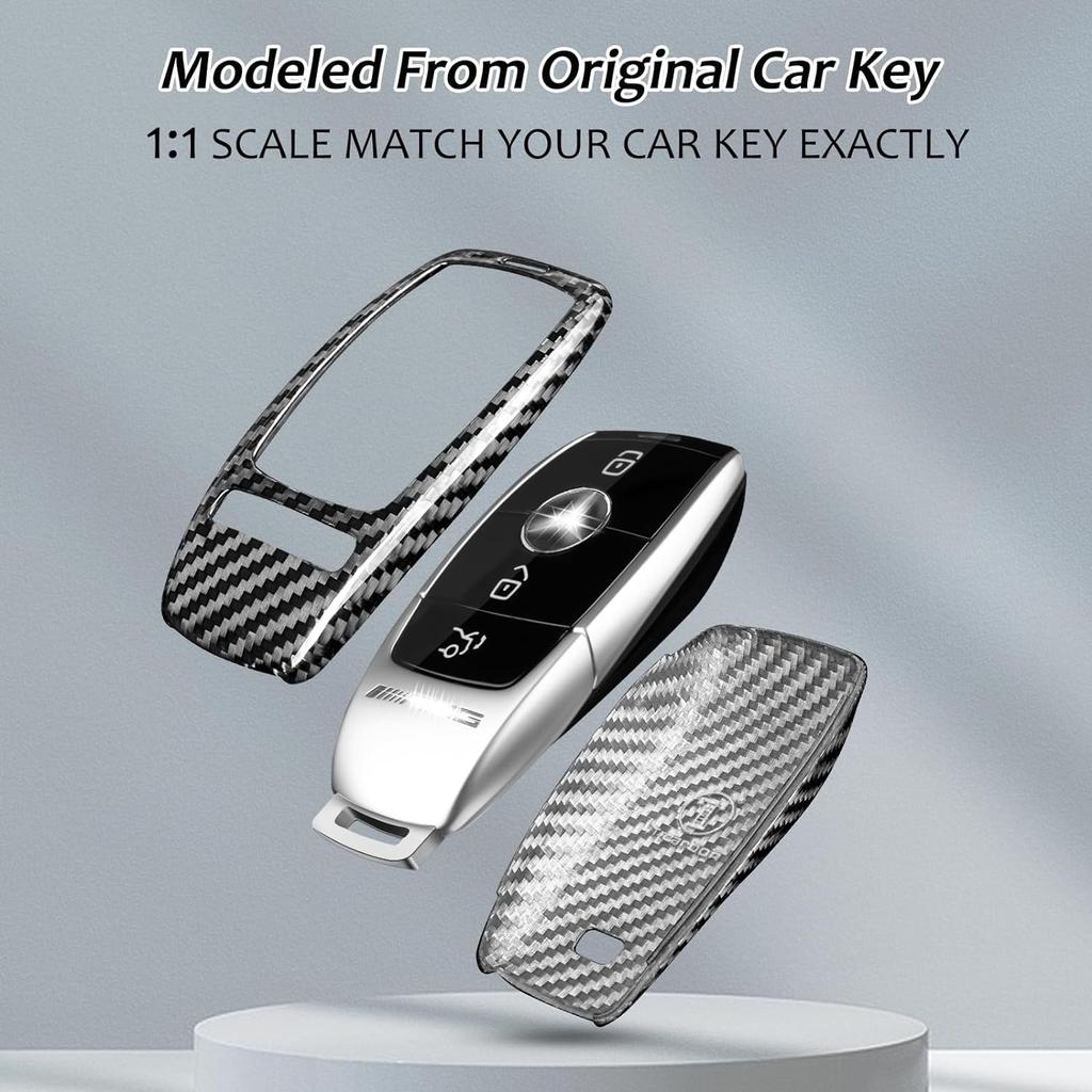 Real Carbon Fiber Key Fob Cover Case Shell Protector for Benz AMG E53 GLS63 Sedan CLA35 45 Coupe GLB35 GLA35 GLA45 SUV 2020-2023
