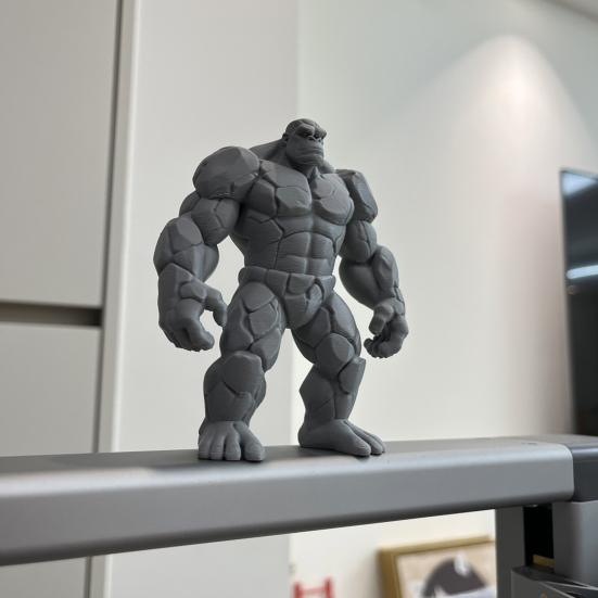 3D Printed Stone Gorilla Statue, Rock Muscle Figure with Heavy Base, Creative Desk Decor, Home Office Ornament, Unique Gift for Men Boys