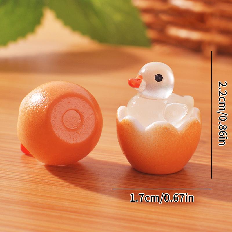 

Миниатюрный светящийся орнамент в виде утки из яичной скорлупы, миниатюрные аксессуары для сада фей, милые фигурки кукол, домашний декор белый