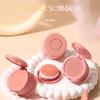 Wirwody Cheek Powder with Mirror and Natural Cheek Enhances Soft Conceals Suitable for Suitable for All Skin 4 Shades Coral Puff, 3-in-1 Powder,