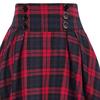 Women Skirt High Elastic Waist Big Hem A-line Colorblock Plaid Print Loose Ankle Length Soft Pockets Retro Ruffle Elegant Party Commute Lady