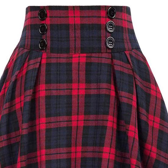 Dámská sukně Vysoký elastický pas Velký lem A-line Colorblock Kostkovaný potisk Volný Délka kotníku Měkké kapsy Retro volán Elegantní Party Dáma na dojíždění