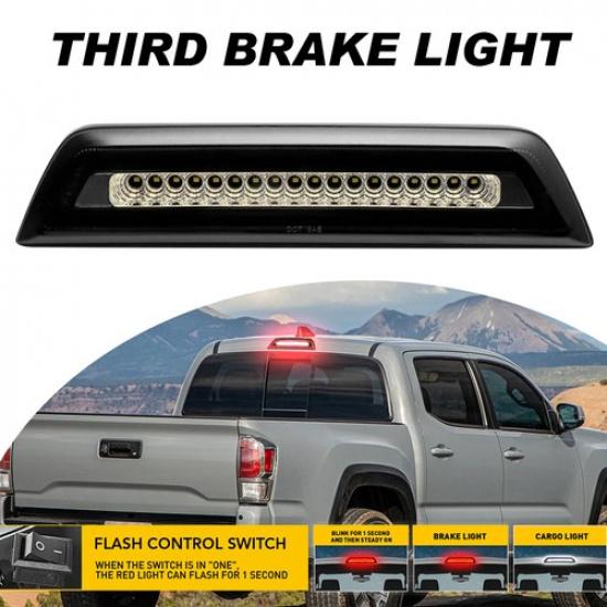 For 2016- Toyota Tacoma Strobe 3rd Third LED Tail Brake Cargo Lights Smoked