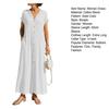 Summer Short Sleeve Cotton Dress for Women Button Down V Neck Long Dress Casual Loose Flowy A-line Beach Sundress with Pockets