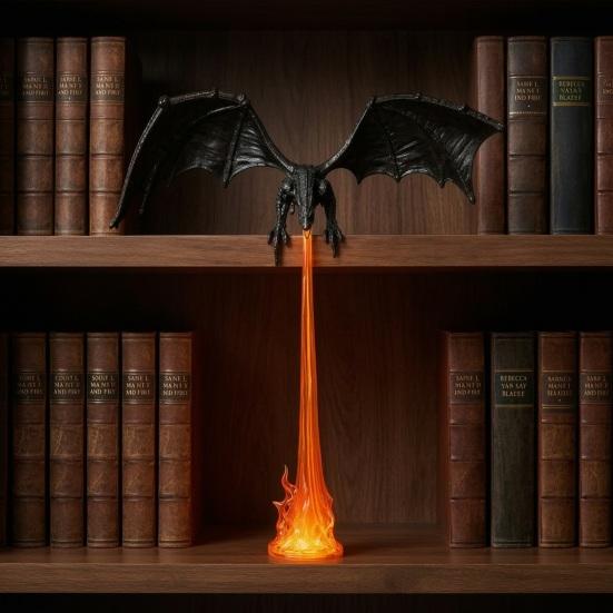 Fantasy Novel Fan Gift Fire-breathing Dragon Figurine, Durable PLA Flying Book Stopper, Creative Home Interior Decor 3D Print Ornament for Office