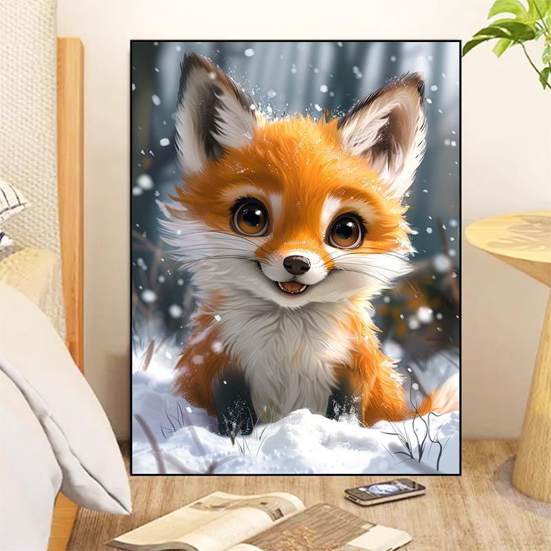 5d DIY Diamond Painting Cross Stitch Cute Animal Little Fox Diamond Embroidery Mosaic Full Round Drill Home Decor