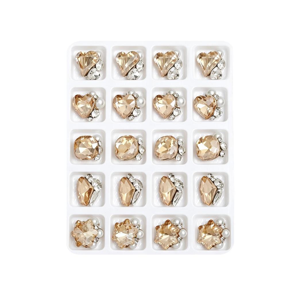 Heart and Geometric Rhinestone Nail Art Decorations