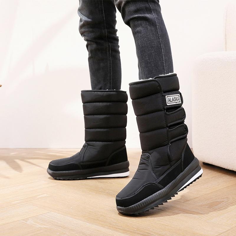 New Winter Mid-Calf Snow Boots Men Soft Bottom Comfortable Fashion Fleece Lined Thick Bottom Anti-Slip Outdoor Casual Cotton Sho