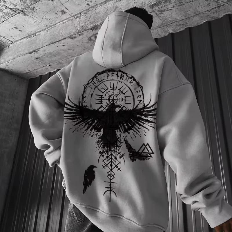 

Gothic Retro Pattern Print Hoodies Men s Street Hip Hop Oversized Y2k Sweatshirt Harajuku Fleece Warm Female Male Clothing XXXL золотий