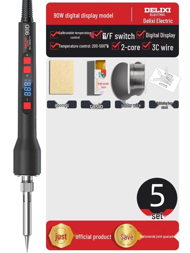 DELIXI Professional High-Power Electric Soldering Iron with Digital Display - Ideal for Household and Repair Tasks.