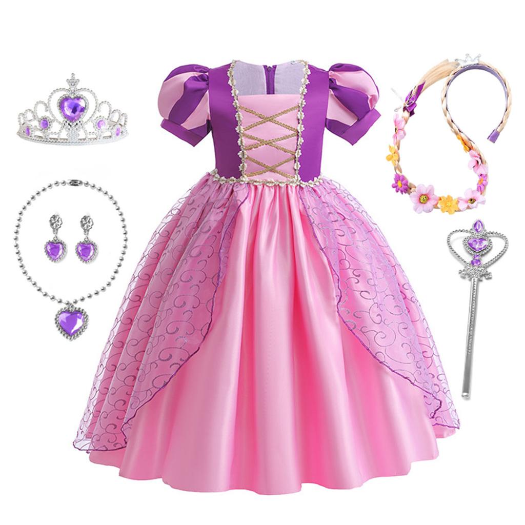 Little Girls Purple Princess Rapunzel Birthday Party Cosplay Halloween Easter Carvinal Fancy Dress Girls Holiday Party Dress-Up