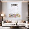 Aspen Colorado Watercolor Town Mountain Illustration Retro Travel Poster