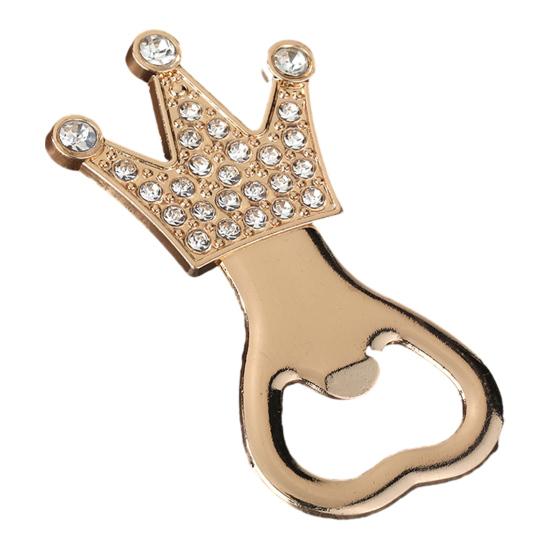 Crown Bottle Opener Labor-Saving Design Alloy Electroplated with Colored Diamonds Texture Wine Opener белый