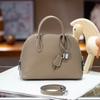 Womens Genuine Leather Epsom Shell Handbag Top Handle Shoulder Crossbody Bag