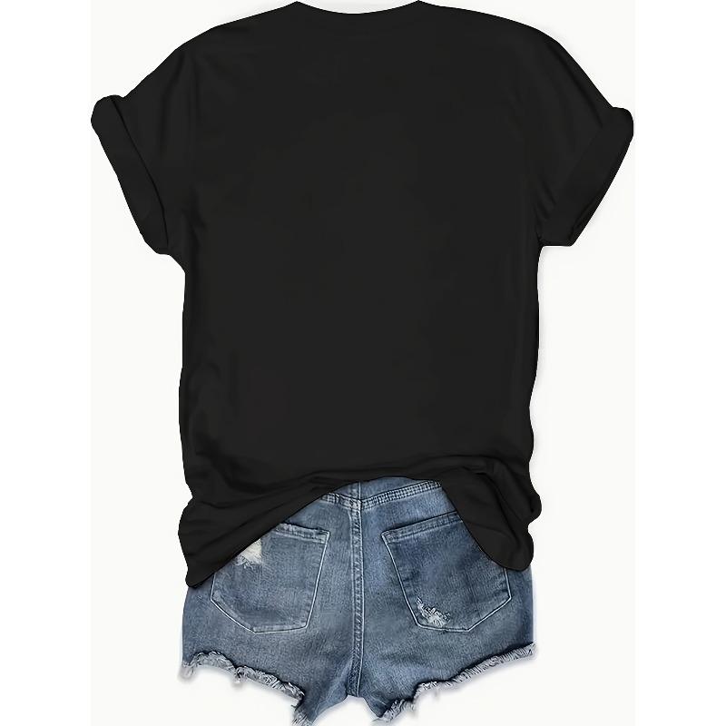 T-shirt da Donna Chic con Stampa Alfabetica Girocollo Manica Corta Leggera Traspirante Versatile Facile da Curare Comoda Stagione Singola Moda Casual Top Grafico