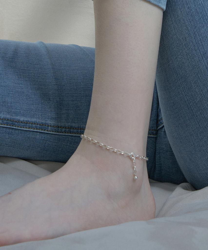 Dmoment Roche Ball Silver Anklet (925 Silver)
